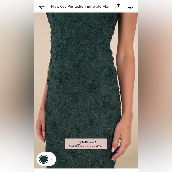 Lulus Flawless Perfection Emerald Floral Applique Strapless Midi Dress Green NEW - Picture 4 of 5
